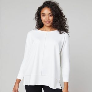 Spanx White Powder Long Sleeve Perfect Length Top, Dolman 3/4 Sleeve
